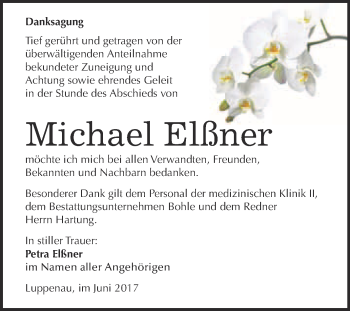 Traueranzeige von Michael Elßner von Super Sonntag Merseburg