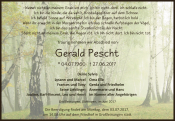 Traueranzeige von Gerald Pescht von Super Sonntag SGH Mansf. Land