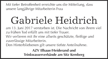 Traueranzeige von Gabriele Heidrich von WVG - Wochenspiegel Wittenberg