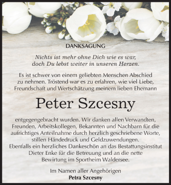 Traueranzeige von Peter Szcesny von Mitteldeutsche Zeitung Dessau-Roßlau
