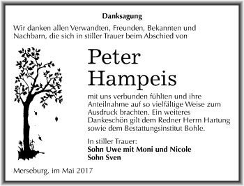Traueranzeige von Peter Hampeis von Mitteldeutsche Zeitung Merseburg/Querfurt
