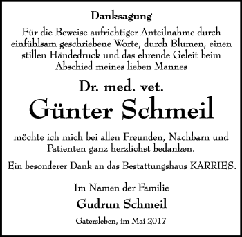 Traueranzeige von Günter Schmeil von Mitteldeutsche Zeitung