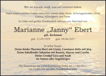 Traueranzeige von Marianne Ebert von Mitteldeutsche Zeitung