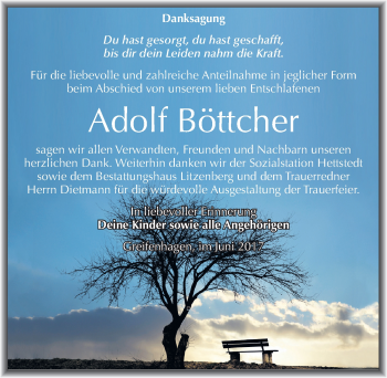 Traueranzeige von Adolf Böttcher von Mitteldeutsche Zeitung Mansfelder Land