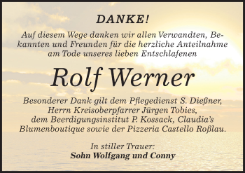 Traueranzeige von Rolf Werner von Mitteldeutsche Zeitung Dessau-Roßlau