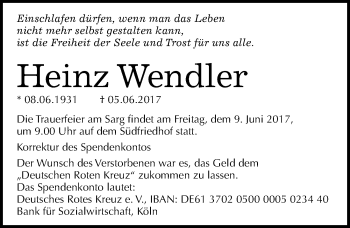Traueranzeige von Heinz Wendler von Mitteldeutsche Zeitung Halle/Saalkreis