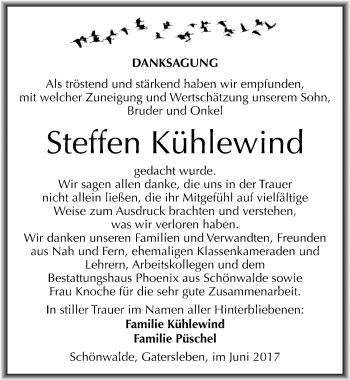 Traueranzeige von Steffen Kühlewind von Mitteldeutsche Zeitung Aschersleben