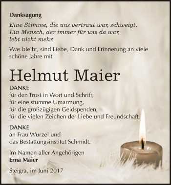 Traueranzeige von Helmut Maier von Mitteldeutsche Zeitung Merseburg/Querfurt