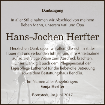 Traueranzeige von Hans-Jochen Herfter von Super Sonntag SGH Mansf. Land