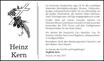 Traueranzeige von Heinz Kern von WVG - Wochenspiegel Dessau / Köthen