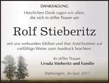 Traueranzeige von Rolf Stieberitz von Mitteldeutsche Zeitung Aschersleben