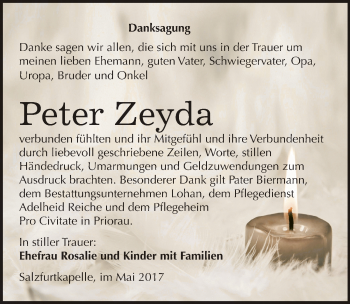 Traueranzeige von Peter Zeyda von Mitteldeutsche Zeitung Bitterfeld