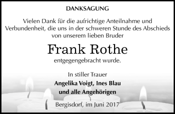 Traueranzeige von Frank Rothe von Mitteldeutsche Zeitung Zeitz