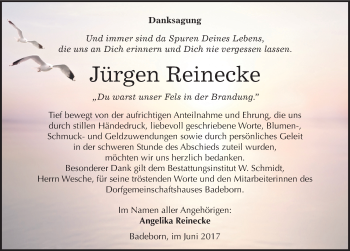 Traueranzeige von Jürgen Reinecke von Mitteldeutsche Zeitung Quedlinburg
