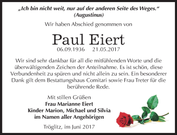 Traueranzeige von Paul Eiert von Mitteldeutsche Zeitung Zeitz