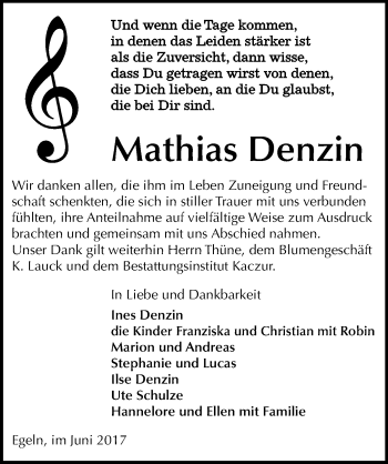 Traueranzeige von Mathias Denzin von Mitteldeutsche Zeitung Aschersleben