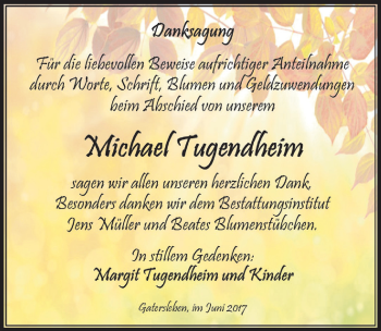 Traueranzeige von Michael Tugendheim von Mitteldeutsche Zeitung Aschersleben