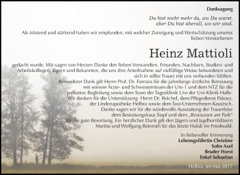 Traueranzeige von Heinz Mattioli von Wochenspiegel Mansfelder Land