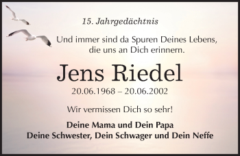 Traueranzeige von Jens Riedel von Mitteldeutsche Zeitung Halle/Saalkreis