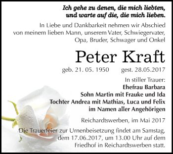 Traueranzeige von Peter Kraft von WVG - Wochenspiegel Merseburg