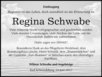 Traueranzeige von Regina Schwabe von Mitteldeutsche Zeitung Wittenberg
