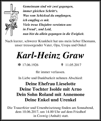 Traueranzeige von Karl-Heinz Graw von Mitteldeutsche Zeitung Wittenberg