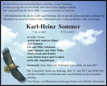 Traueranzeige von Karl-Heinz Sommer von Super Sonntag SGH Mansf. Land