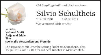 Traueranzeige von Silvio Schultheis von Mitteldeutsche Zeitung Halle/Saalkreis
