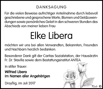 Traueranzeige von Elke Libera von Mitteldeutsche Zeitung Zeitz