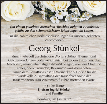 Traueranzeige von Georg Stünkel von Mitteldeutsche Zeitung Bernburg