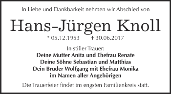 Traueranzeige von Hans-Jürgen Knoll von WVG - Wochenspiegel Bitterfeld