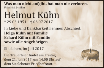 Traueranzeige von Helmut Kühn von Mitteldeutsche Zeitung Quedlinburg