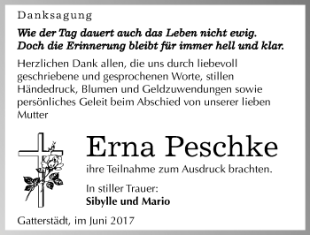 Traueranzeige von Erna Peschke von Mitteldeutsche Zeitung Merseburg/Querfurt