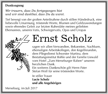 Traueranzeige von Ernst Scholz von Mitteldeutsche Zeitung Merseburg/Querfurt