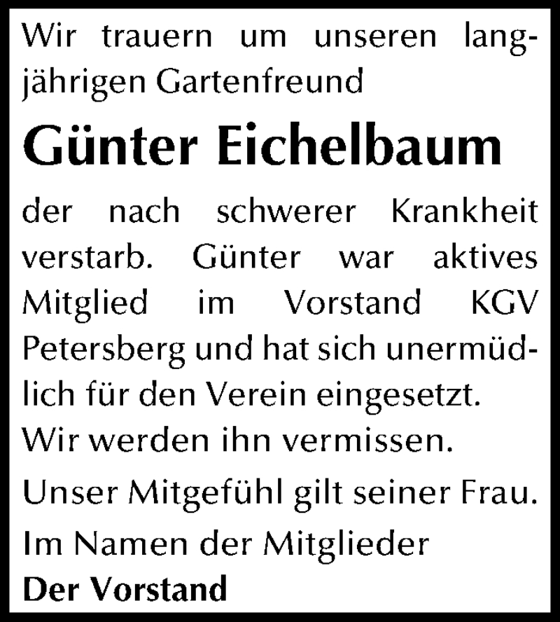  Traueranzeige für Günter Eichelbaum vom 26.07.2017 aus Mitteldeutsche Zeitung Halle/Saalkreis