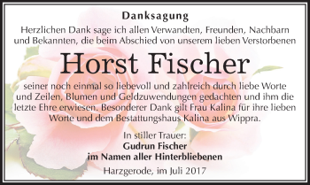 Traueranzeige von Horst Fischer von Mitteldeutsche Zeitung Quedlinburg