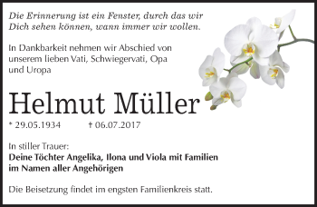 Traueranzeige von Helmut Müller von Mitteldeutsche Zeitung Halle/Saalkreis