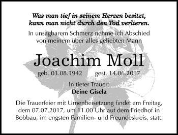 Traueranzeige von Joachim Moll von Mitteldeutsche Zeitung Bitterfeld