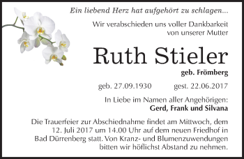 Traueranzeige von Ruth Stieler von Mitteldeutsche Zeitung Merseburg/Querfurt