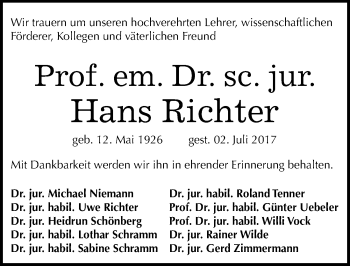 Traueranzeige von Hans Richter von Mitteldeutsche Zeitung Halle/Saalkreis