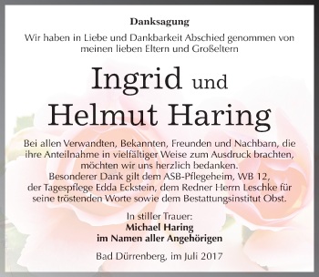 Traueranzeige von Ingrid und Helmut Haring von Mitteldeutsche Zeitung Merseburg/Querfurt