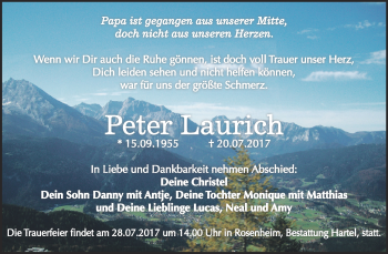Traueranzeige von Peter Laurich von Super Sonntag Bernburg