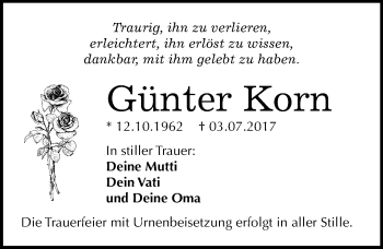 Traueranzeige von Günter Korn von Mitteldeutsche Zeitung Bitterfeld
