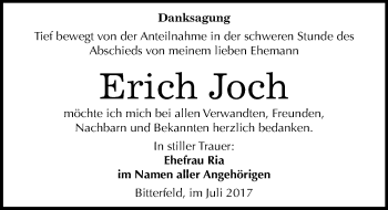 Traueranzeige von Erich Joch von Mitteldeutsche Zeitung Bitterfeld