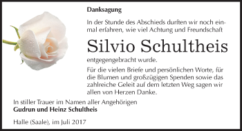 Traueranzeige von Silvio Schultheis von Mitteldeutsche Zeitung Halle/Saalkreis