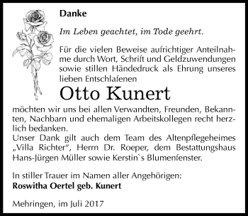 Traueranzeige von Otto Kunert von Mitteldeutsche Zeitung Aschersleben