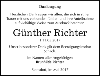 Traueranzeige von Günther Richter von Mitteldeutsche Zeitung Wittenberg