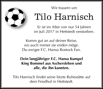 Traueranzeige von Tilo Harnisch von Mitteldeutsche Zeitung Aschersleben