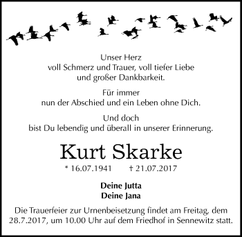 Traueranzeige von Kurt Skarke von Mitteldeutsche Zeitung Halle/Saalkreis