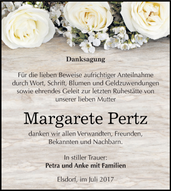 Traueranzeige von Margarete Pertz von WVG - Wochenspiegel Dessau / Köthen